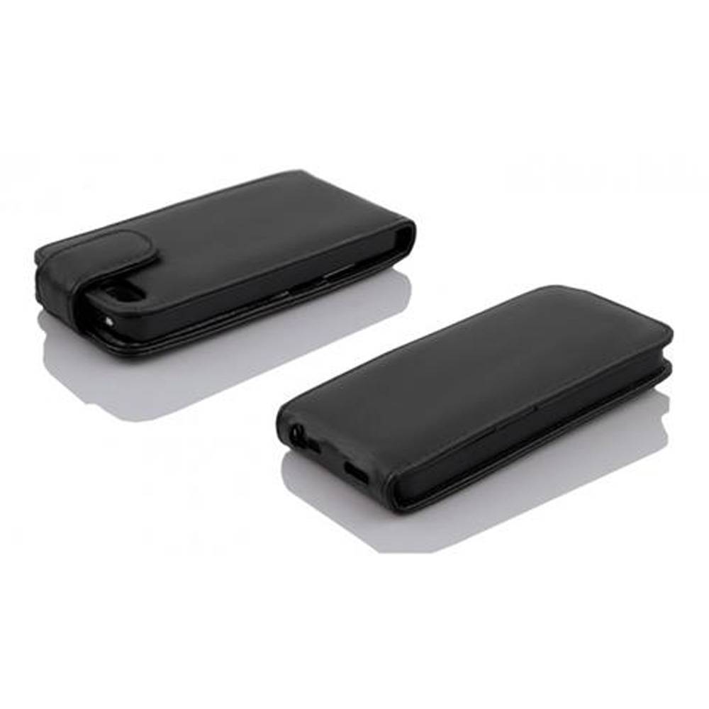 Cadorabo Hülle für Apple iPhone 5C Schutzhülle in Schwarz Flip Handyhülle Case Cover Etui Kunstleder