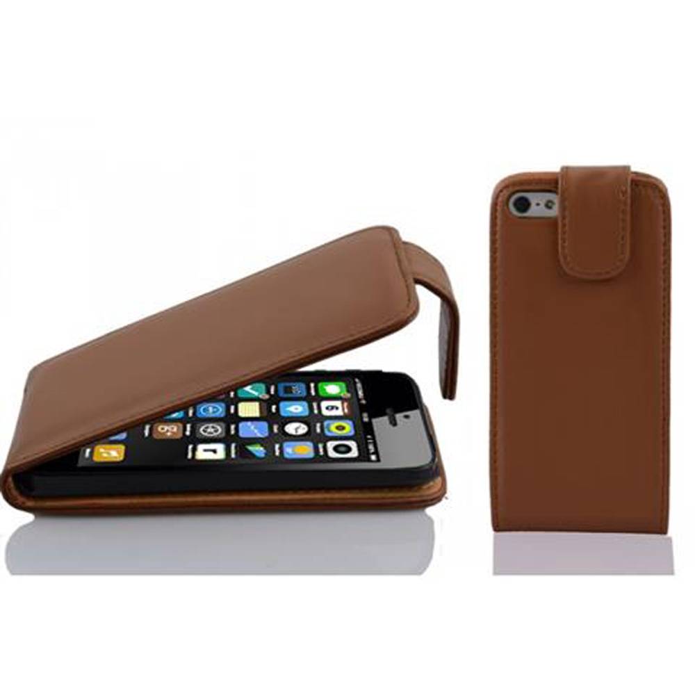 Cadorabo Hülle für Apple iPhone 5C Schutzhülle in Braun Flip Handyhülle Case Cover Etui Kunstleder