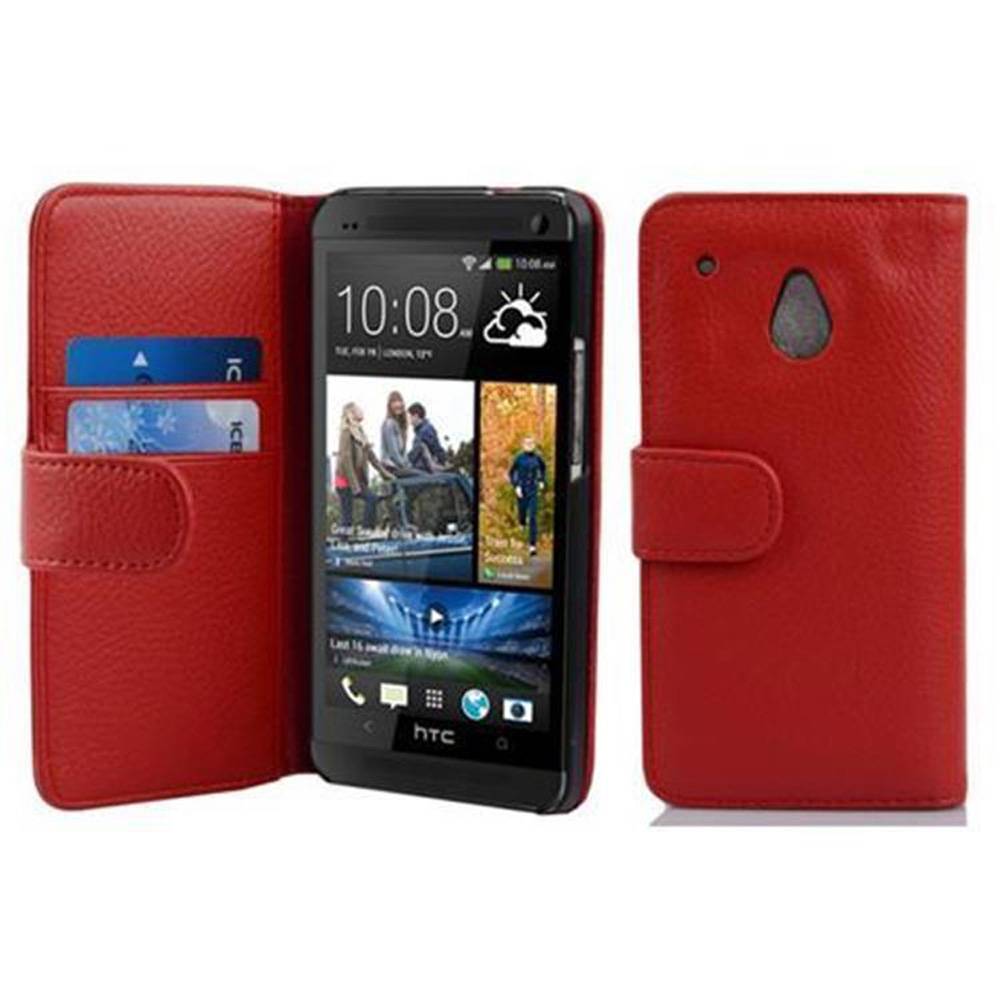 Cadorabo Schutzhülle für HTC ONE M4 MINI Hülle in Rot Handyhülle Etui Case Backcover Kunstleder Tasche
