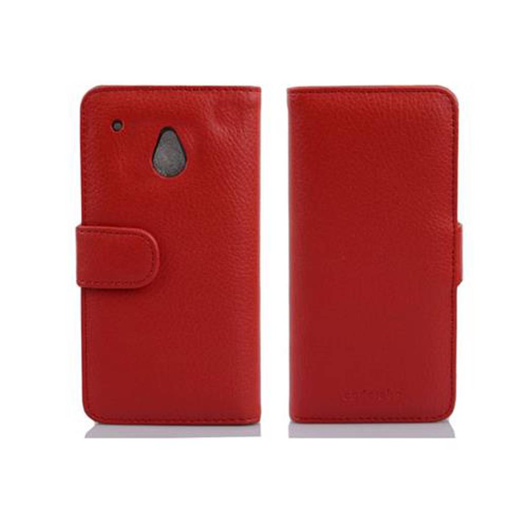 Cadorabo Schutzhülle für HTC ONE M4 MINI Hülle in Rot Handyhülle Etui Case Backcover Kunstleder Tasche