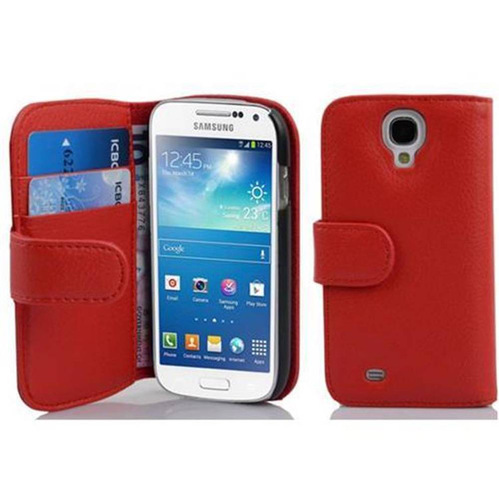 Cadorabo Schutzhülle für Samsung Galaxy S4 MINI Hülle in Rot Handyhülle Etui Case Backcover Kunstleder Tasche