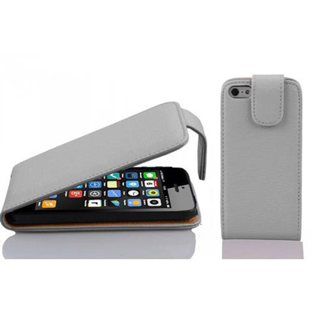 Cadorabo Schutzhülle für Apple iPhone 5C Hülle in Weiß Flip Etui Handyhülle Case Cover Kunstleder