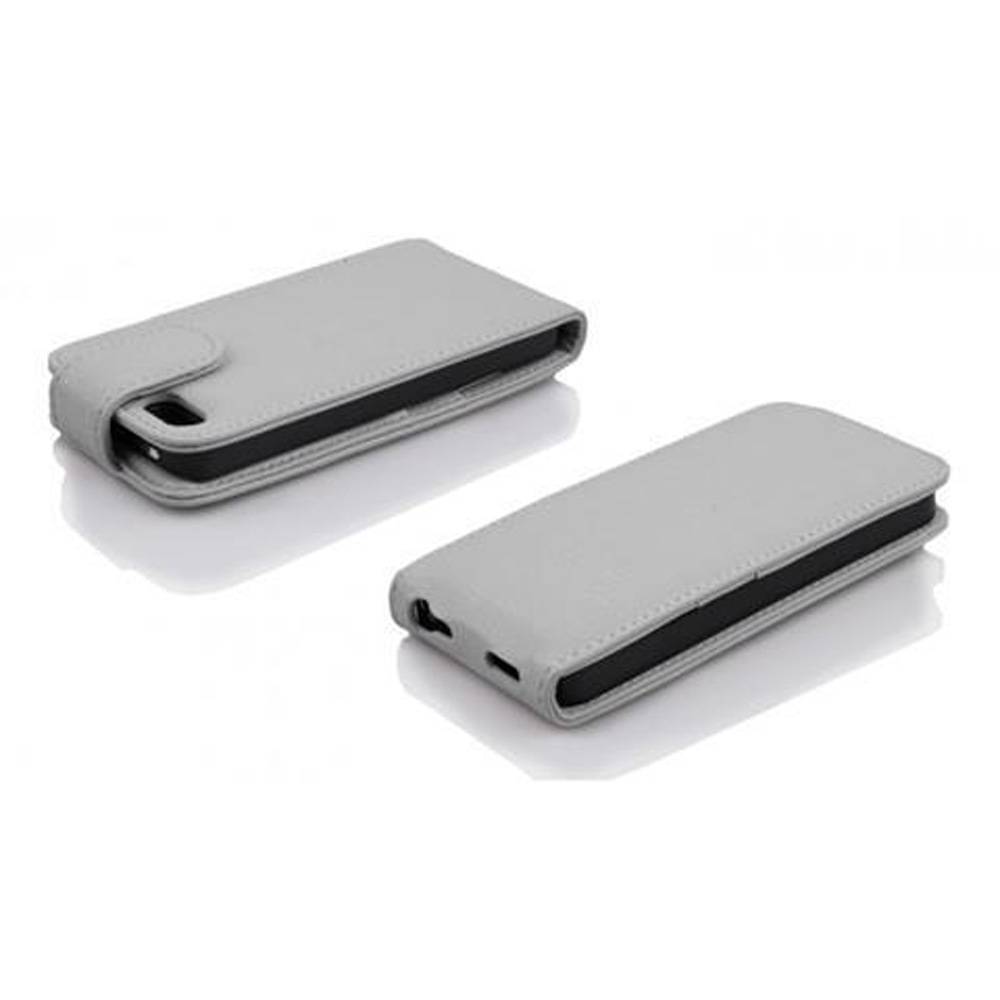 Cadorabo Schutzhülle für Apple iPhone 5C Hülle in Weiß Flip Etui Handyhülle Case Cover Kunstleder