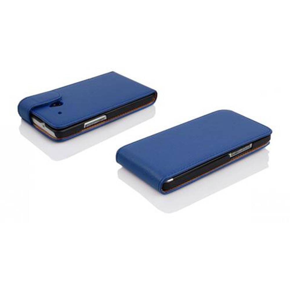 Cadorabo Schutzhülle für HTC ONE M4 MINI Hülle in Blau Flip Etui Handyhülle Case Cover Kunstleder