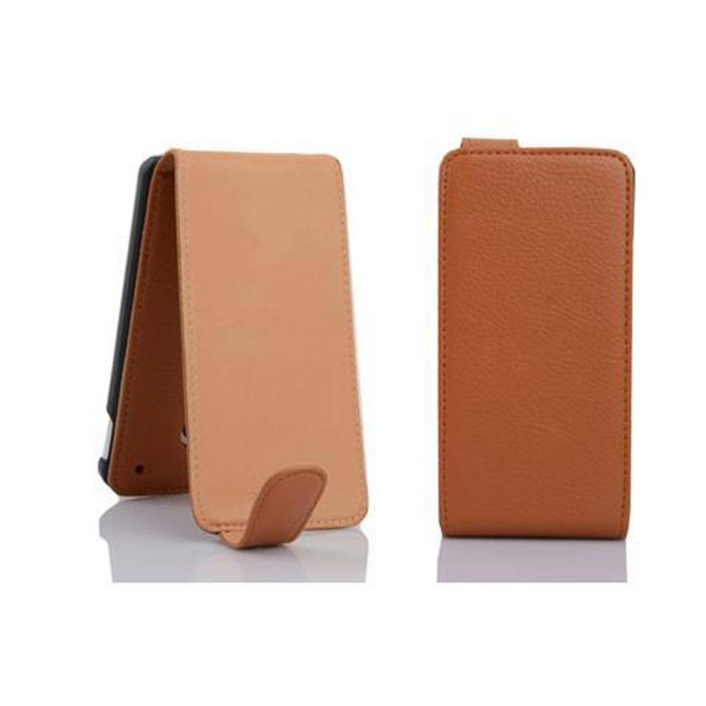 Cadorabo Schutzhülle für HTC ONE M4 MINI Hülle in Braun Flip Etui Handyhülle Case Cover Kunstleder
