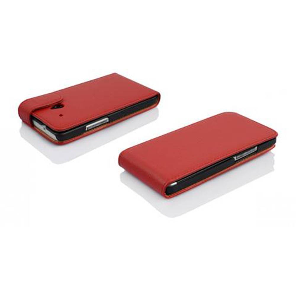 Cadorabo Schutzhülle für HTC ONE M4 MINI Hülle in Rot Flip Etui Handyhülle Case Cover Kunstleder