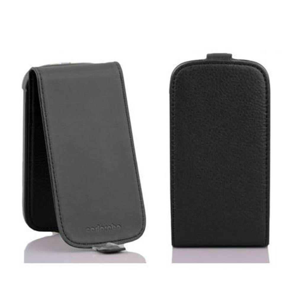 Cadorabo Schutzhülle für Samsung Galaxy S4 MINI Hülle in Schwarz Flip Etui Handyhülle Case Cover Kunstleder
