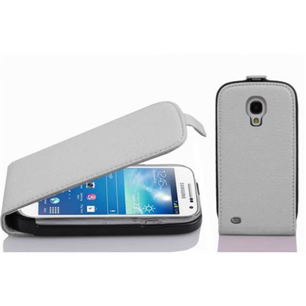Cadorabo Schutzhülle für Samsung Galaxy S4 MINI Hülle in Weiß Flip Etui Handyhülle Case Cover Kunstleder