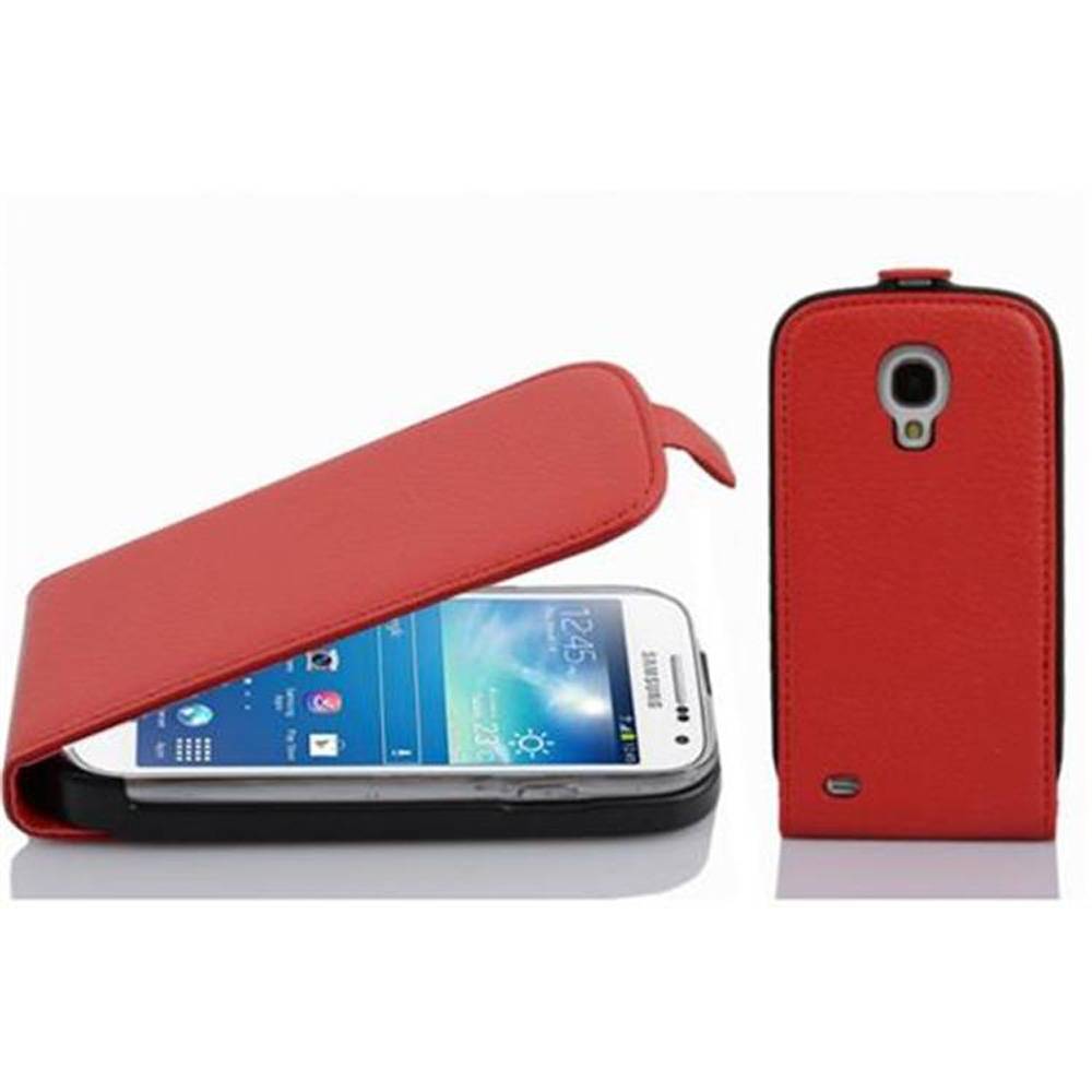 Cadorabo Schutzhülle für Samsung Galaxy S4 MINI Hülle in Rot Flip Etui Handyhülle Case Cover Kunstleder