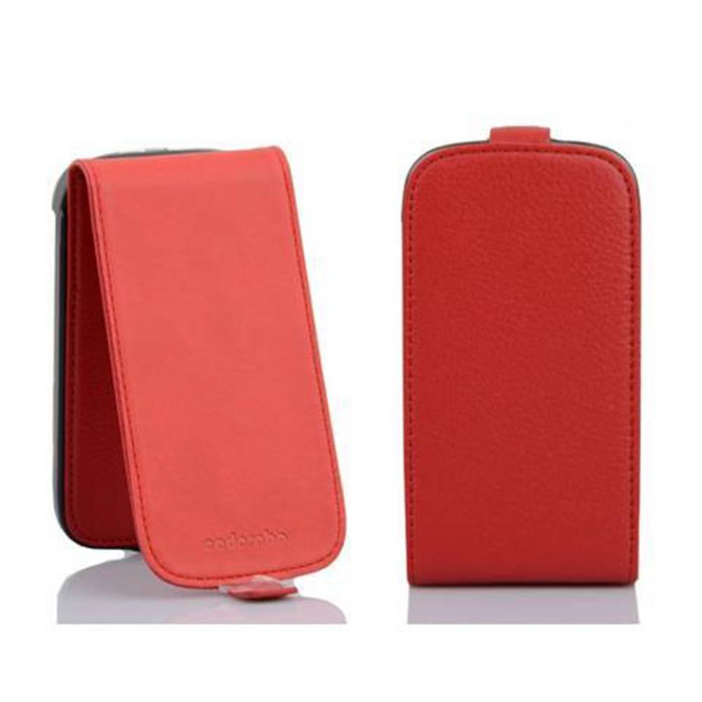 Cadorabo Schutzhülle für Samsung Galaxy S4 MINI Hülle in Rot Flip Etui Handyhülle Case Cover Kunstleder