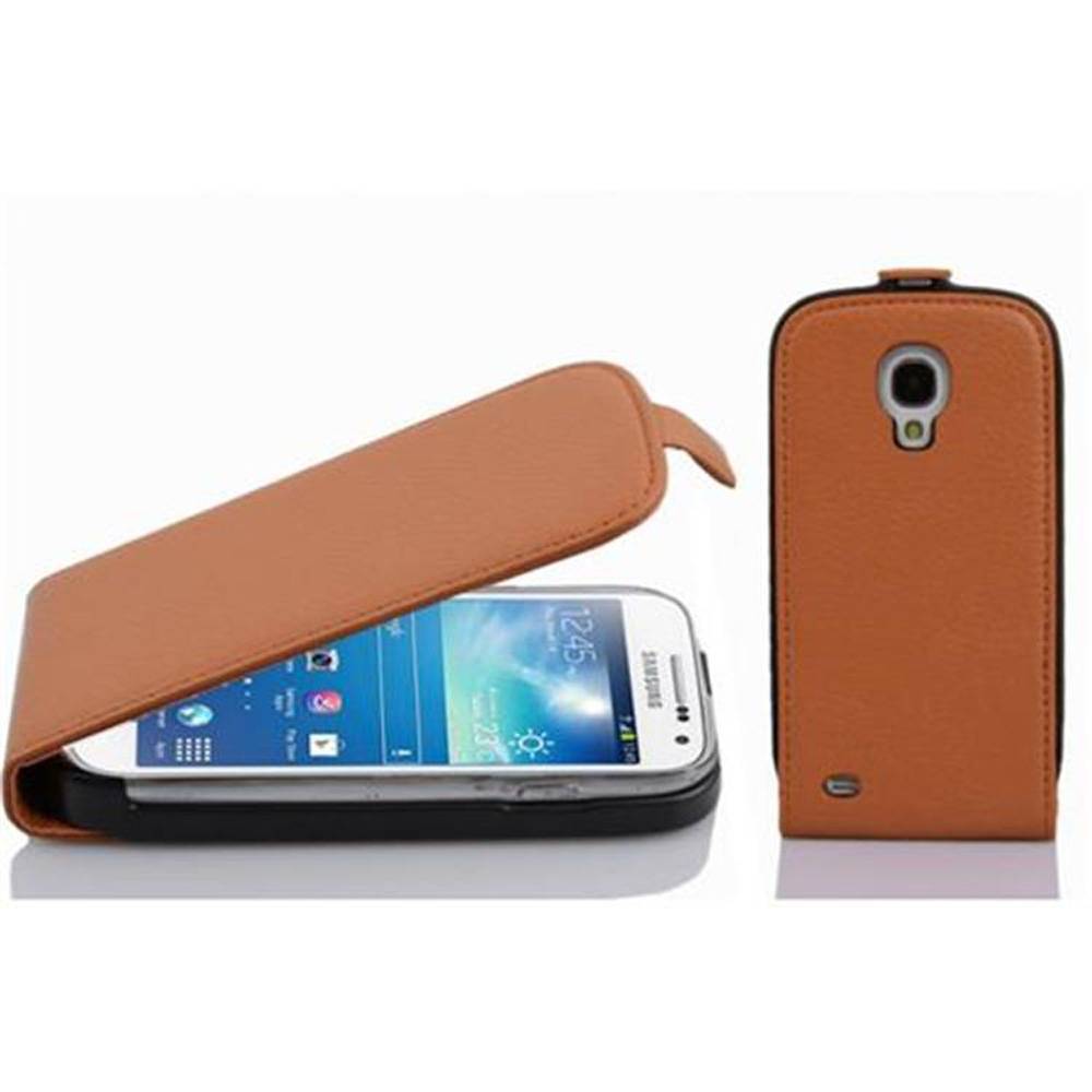 Cadorabo Schutzhülle für Samsung Galaxy S4 MINI Hülle in Braun Flip Etui Handyhülle Case Cover Kunstleder
