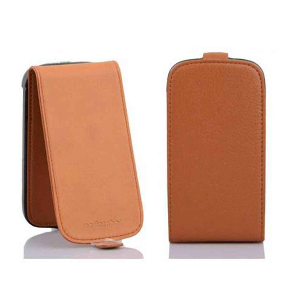 Cadorabo Schutzhülle für Samsung Galaxy S4 MINI Hülle in Braun Flip Etui Handyhülle Case Cover Kunstleder
