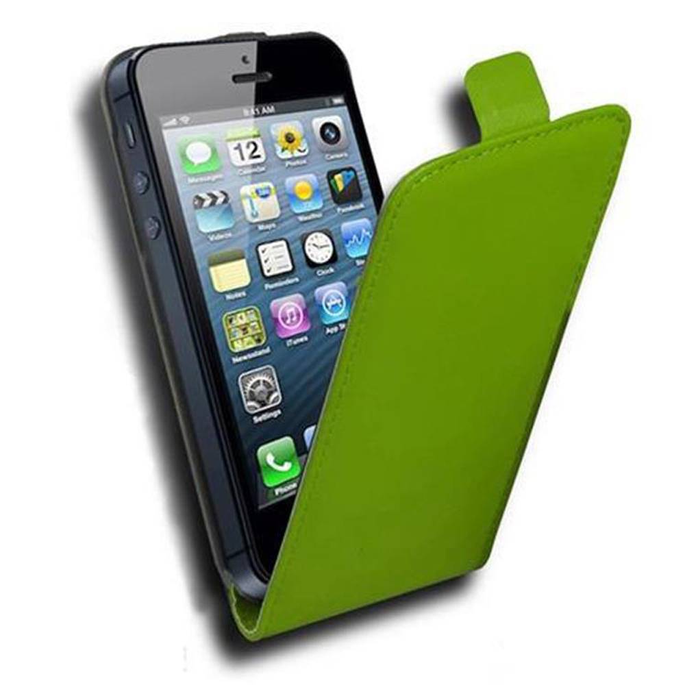 Cadorabo Hülle für Apple iPhone 5 / 5S / SE 2016 Schutzhülle in Grün Flip Handyhülle Case Cover Etui Kunstleder