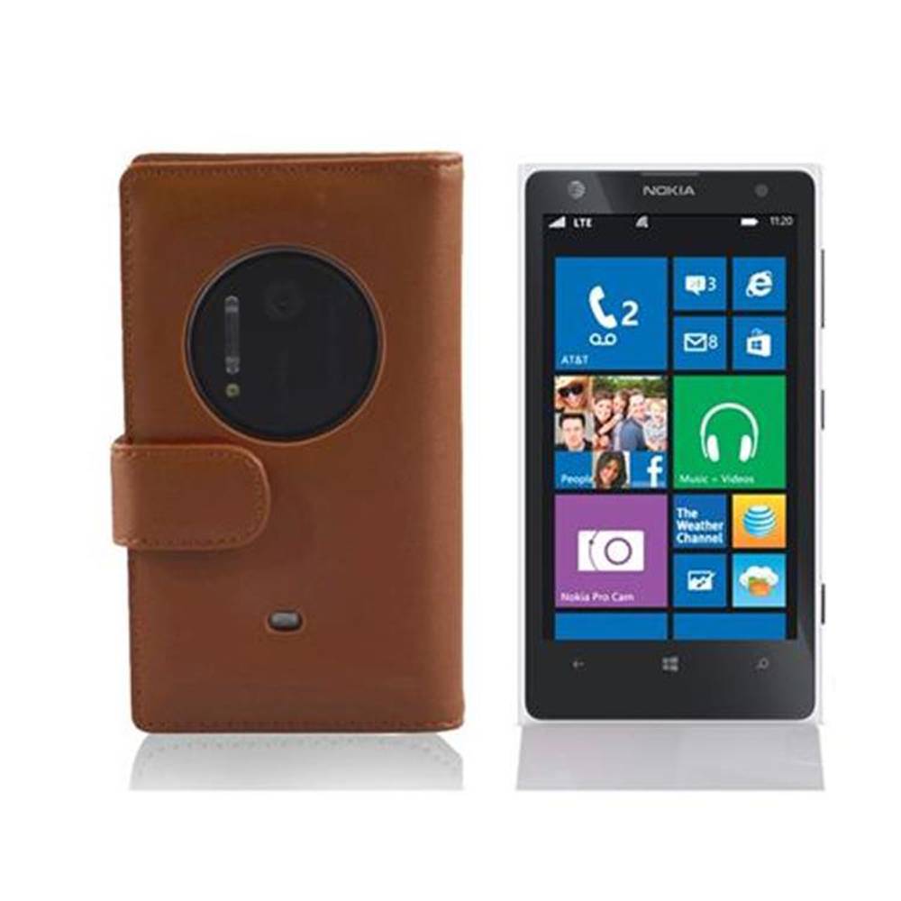Cadorabo Hülle für Nokia Lumia 1020 Schutz Hülle in Braun Handy Schutzhülle Book Case Etui Cover