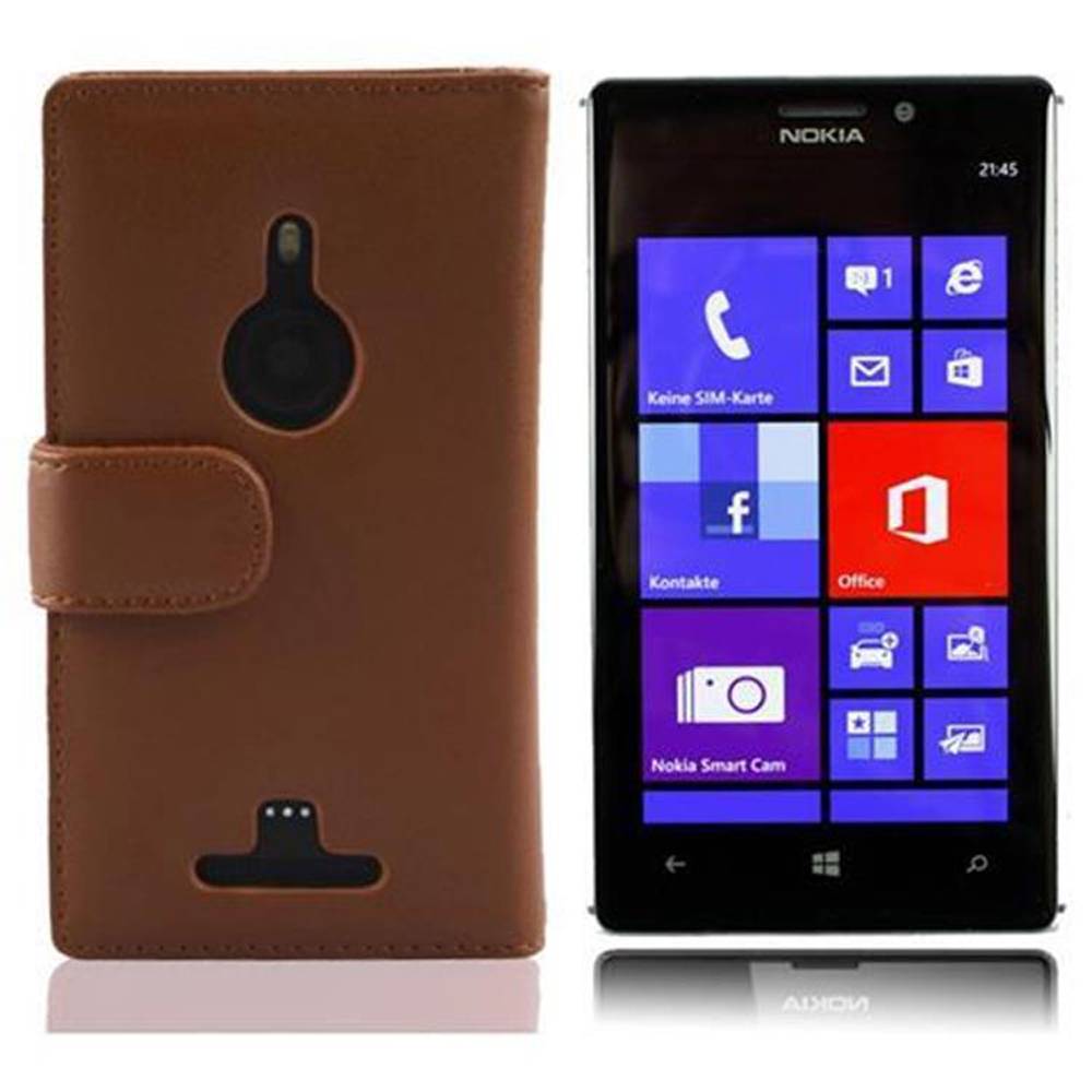 Cadorabo Hülle für Nokia Lumia 925 Schutz Hülle in Braun Handy Schutzhülle Book Case Etui Cover