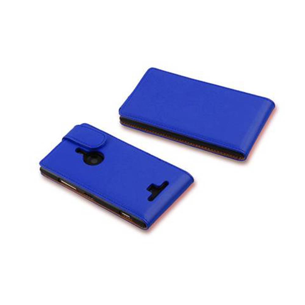 Cadorabo Hülle für Nokia Lumia 925 Schutzhülle in Blau Flip Handyhülle Case Cover Etui Kunstleder
