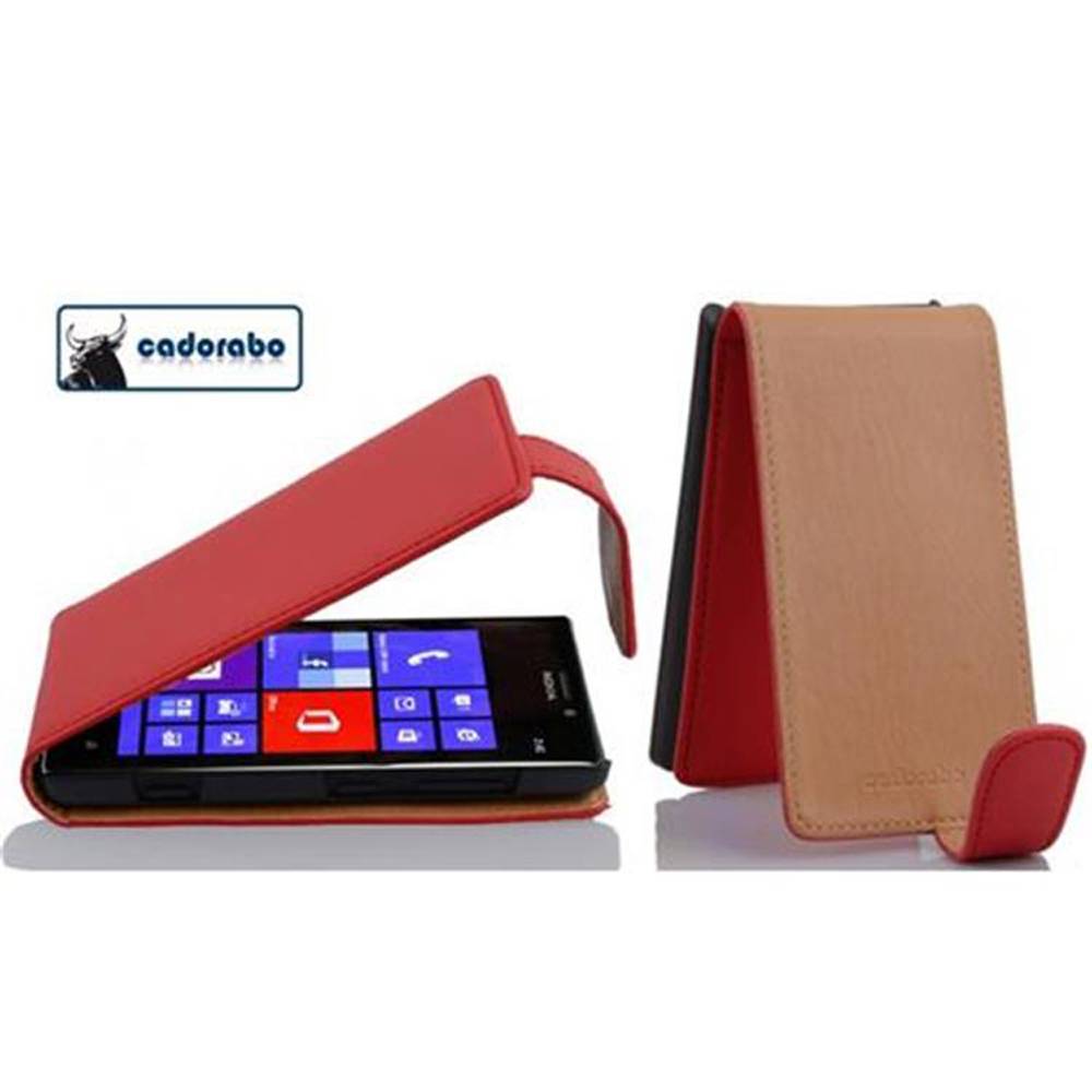 Cadorabo Hülle für Nokia Lumia 925 Schutzhülle in Rot Flip Handyhülle Case Cover Etui Kunstleder
