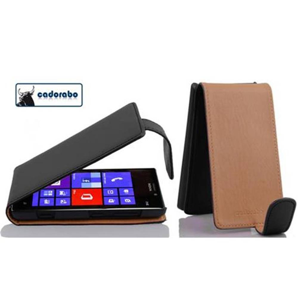 Cadorabo Hülle für Nokia Lumia 925 Schutzhülle in Schwarz Flip Handyhülle Case Cover Etui Kunstleder