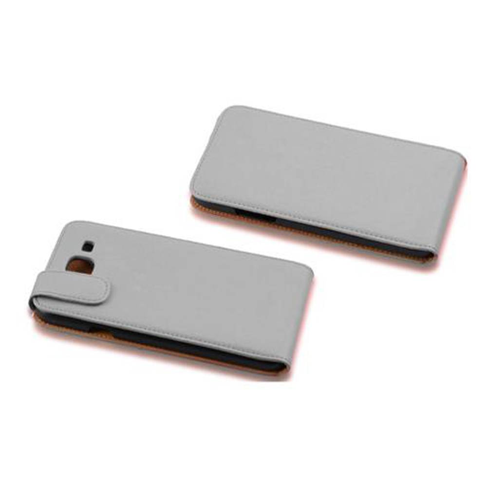 Cadorabo Hülle für Samsung Galaxy MEGA 5.8 Schutzhülle in Weiß Flip Handyhülle Case Cover Etui Kunstleder