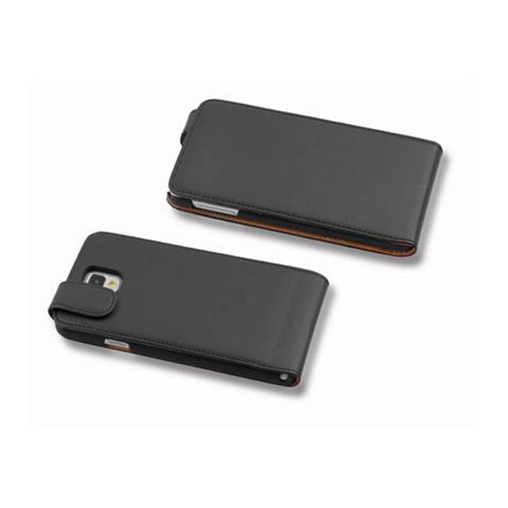 Cadorabo Hülle für Samsung Galaxy NOTE 3 Schutzhülle in Schwarz Flip Handyhülle Case Cover Etui Kunstleder