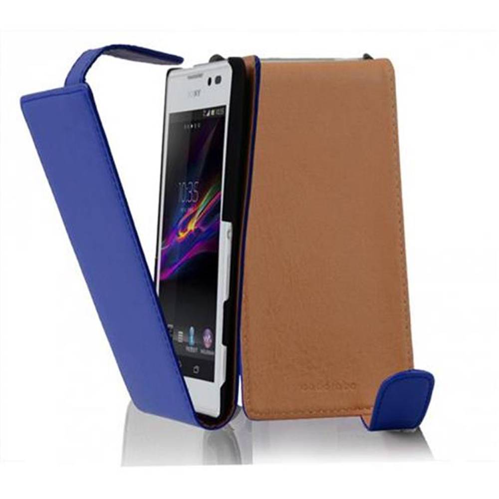 Cadorabo Hülle für Sony Xperia C Schutzhülle in Blau Flip Handyhülle Case Cover Etui Kunstleder
