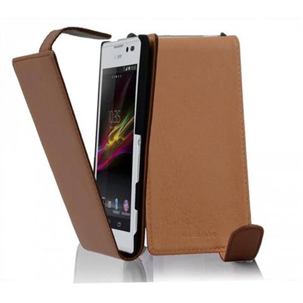 Cadorabo Hülle für Sony Xperia C Schutzhülle in Braun Flip Handyhülle Case Cover Etui Kunstleder