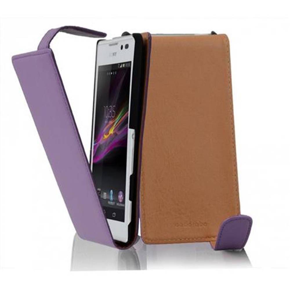 Cadorabo Hülle für Sony Xperia C Schutzhülle in Lila Flip Handyhülle Case Cover Etui Kunstleder