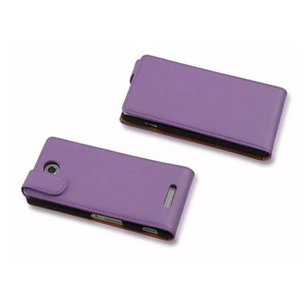 Cadorabo Hülle für Sony Xperia C Schutzhülle in Lila Flip Handyhülle Case Cover Etui Kunstleder