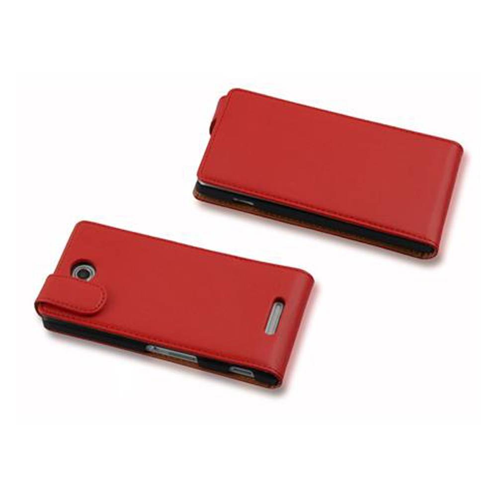Cadorabo Hülle für Sony Xperia C Schutzhülle in Rot Flip Handyhülle Case Cover Etui Kunstleder