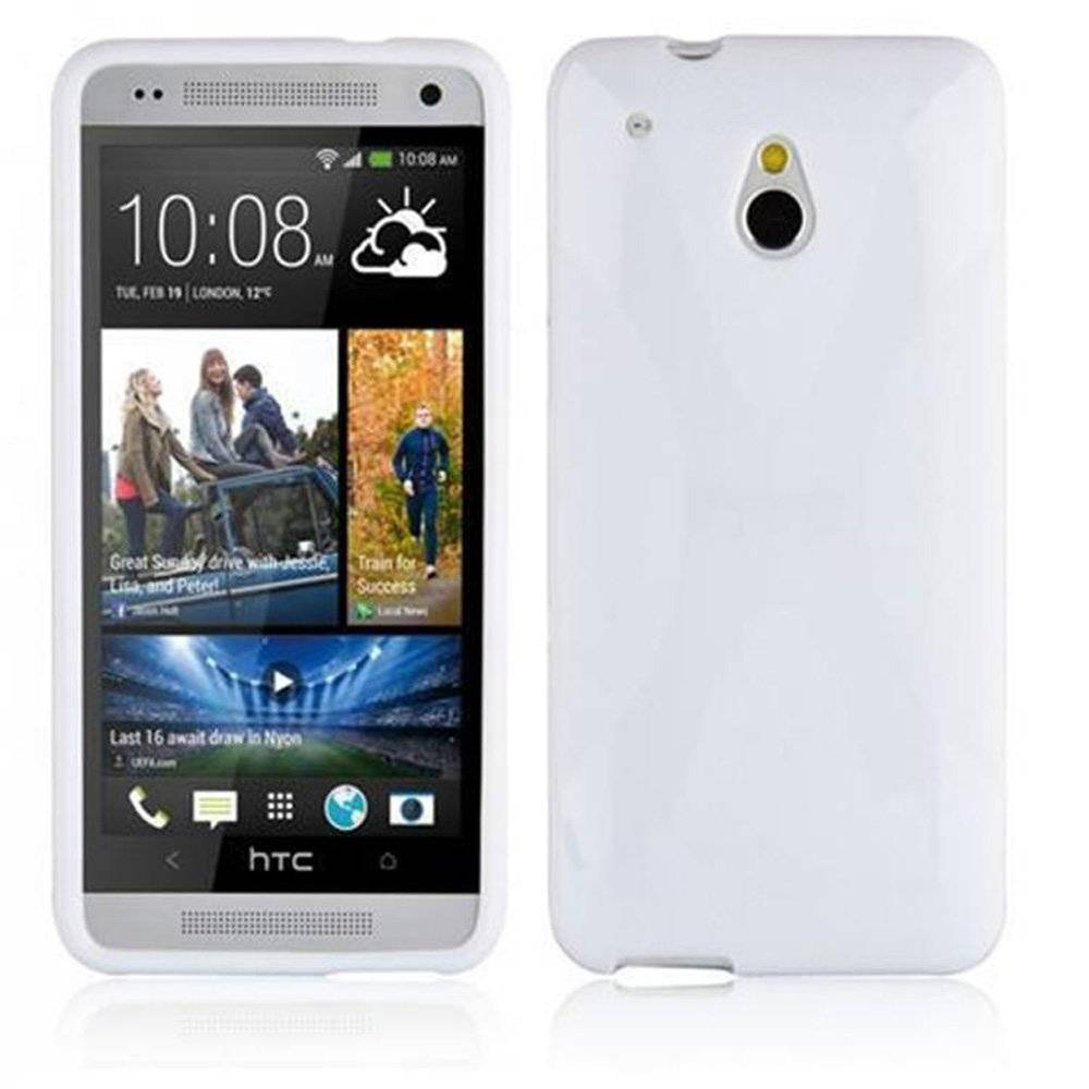 Cadorabo Hülle für HTC ONE M4 MINI (1.Gen.) Hülle in MAGNESIUM WEIß - Handyhülle im X-Line TPU Silikon - Silikonhülle Schutzhülle Ultra Slim So