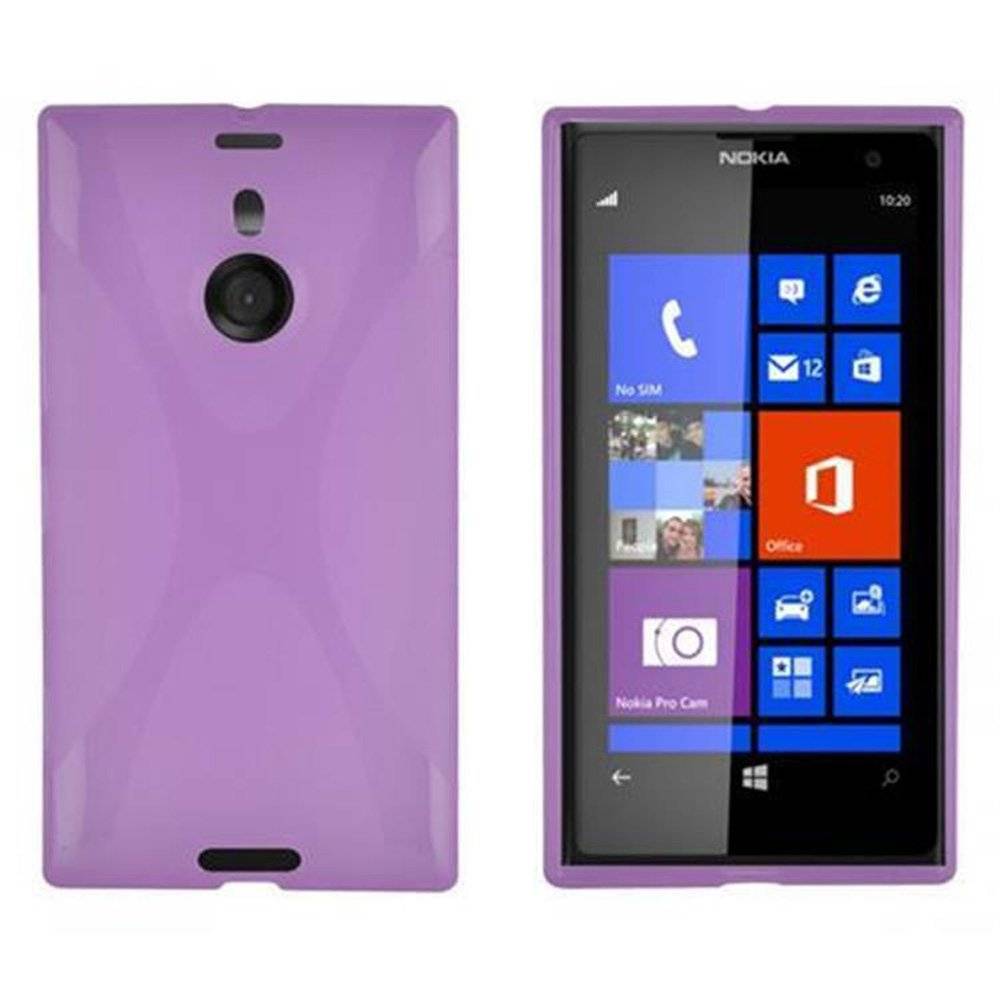 Cadorabo Hülle für Nokia Lumia 1020 Hülle in FLIEDER VIOLETT - Handyhülle im X-Line TPU Silikon - Silikonhülle Schutzhülle Ultra Slim Soft Back
