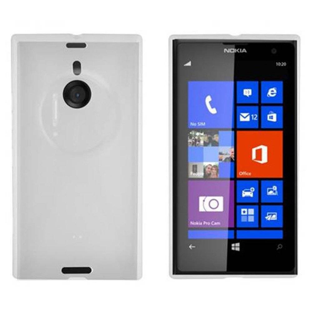 Cadorabo Hülle für Nokia Lumia 1020 Hülle in HALB TRANSPARENT - Handyhülle im X-Line TPU Silikon - Silikonhülle Schutzhülle Ultra Slim Soft Back