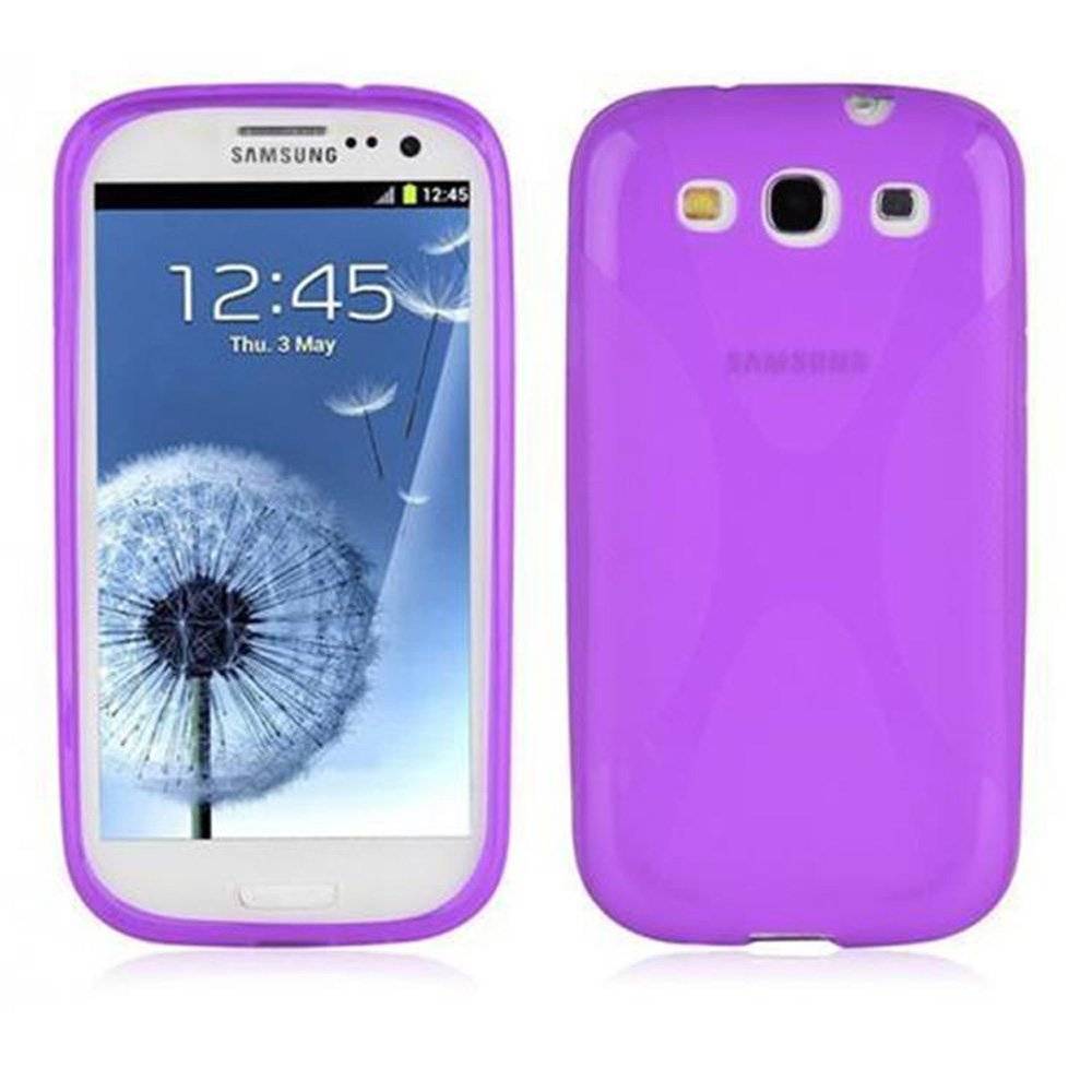 Cadorabo Hülle für Samsung Galaxy S3 / S3 NEO Hülle in FLIEDER VIOLETT - Handyhülle im X-Line TPU Silikon - Silikonhülle Schutzhülle Ultra Slim