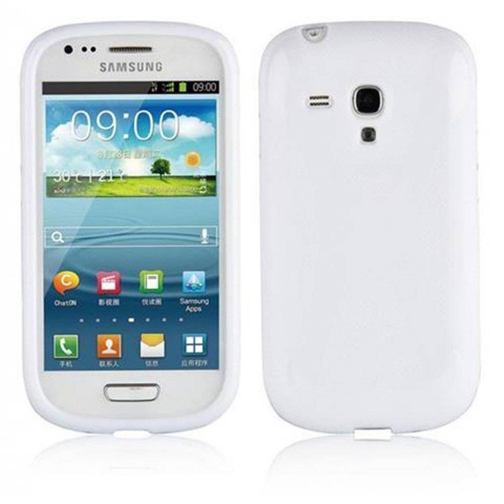 Cadorabo Hülle für Samsung Galaxy S3 MINI Hülle in MAGNESIUM WEIß - Handyhülle im X-Line TPU Silikon - Silikonhülle Schutzhülle Ultra Slim Soft