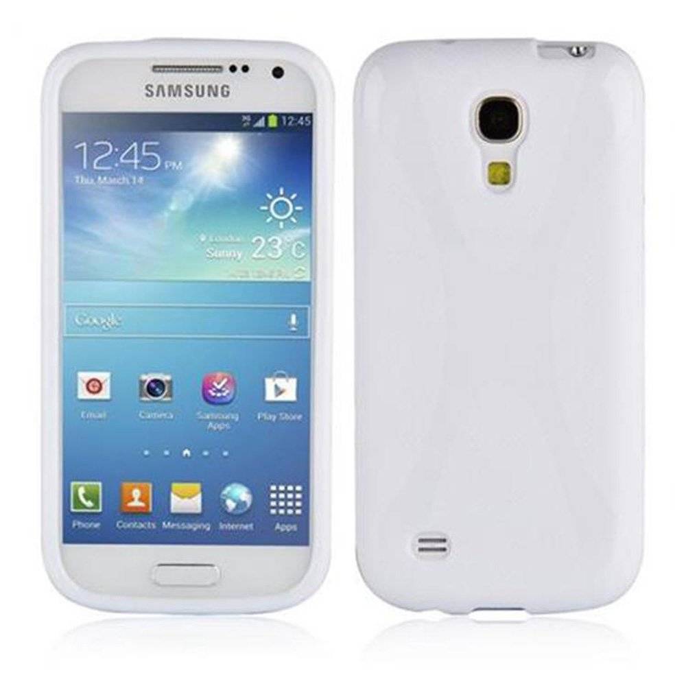 Cadorabo Hülle für Samsung Galaxy S4 MINI Hülle in MAGNESIUM WEIß - Handyhülle im X-Line TPU Silikon - Silikonhülle Schutzhülle Ultra Slim Soft