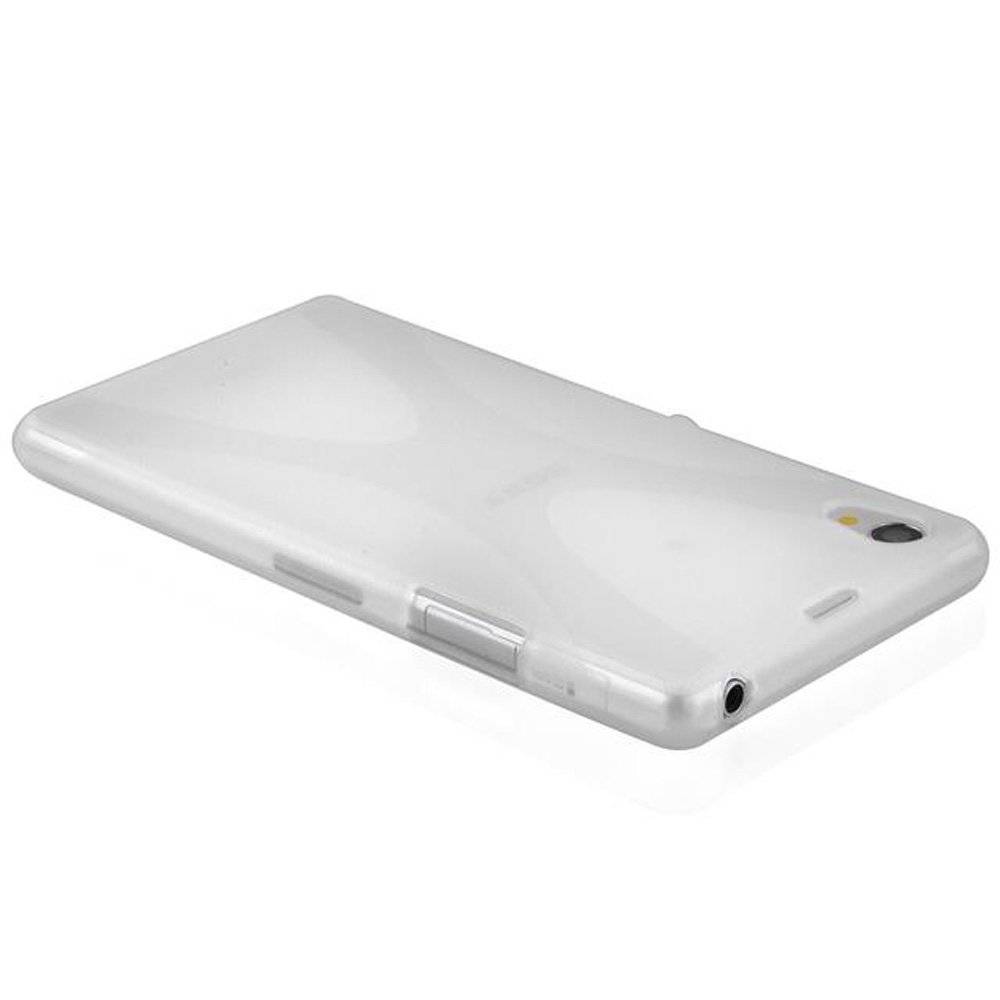 Cadorabo Hülle für Sony Xperia Z1  Hülle in HALB TRANSPARENT - Handyhülle im X-Line TPU Silikon - Silikonhülle Schutzhülle Ultra Slim Soft Back