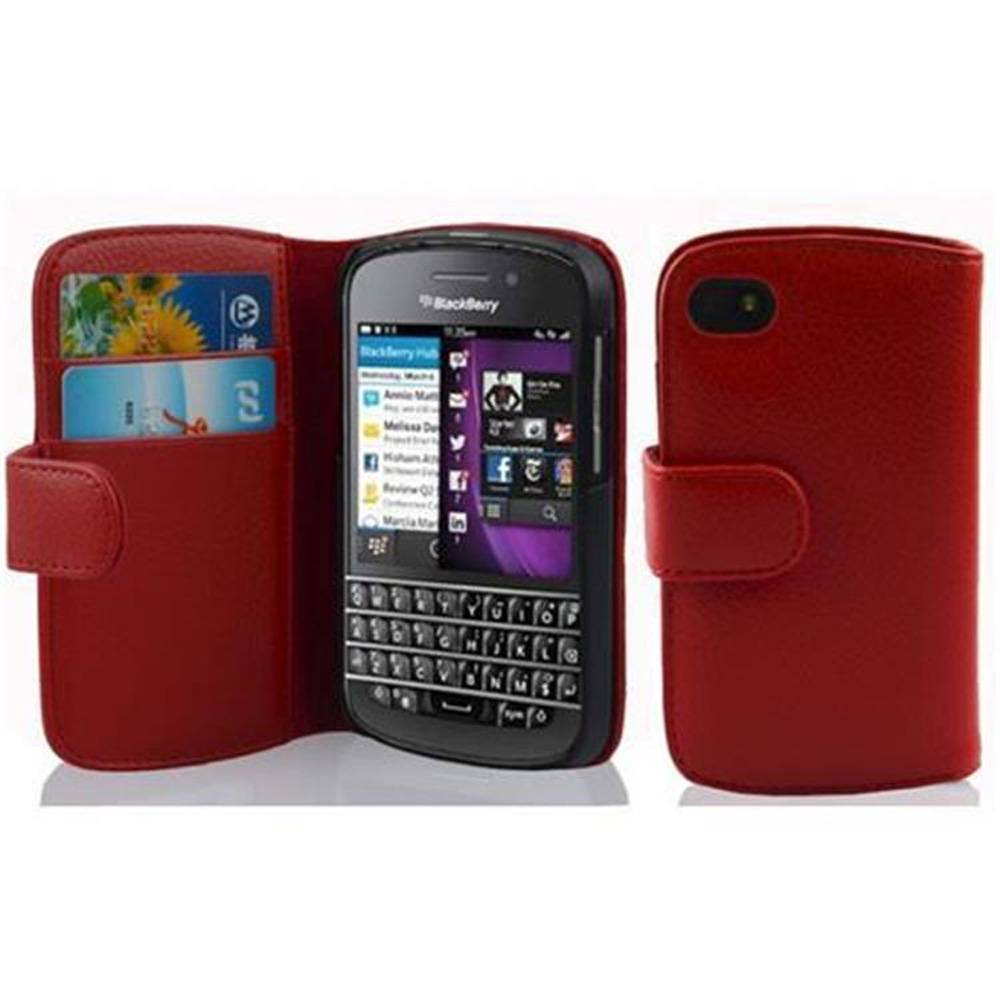 Cadorabo Schutzhülle für Blackberry Q10 Hülle in Rot Handyhülle Etui Case Backcover Kunstleder Tasche