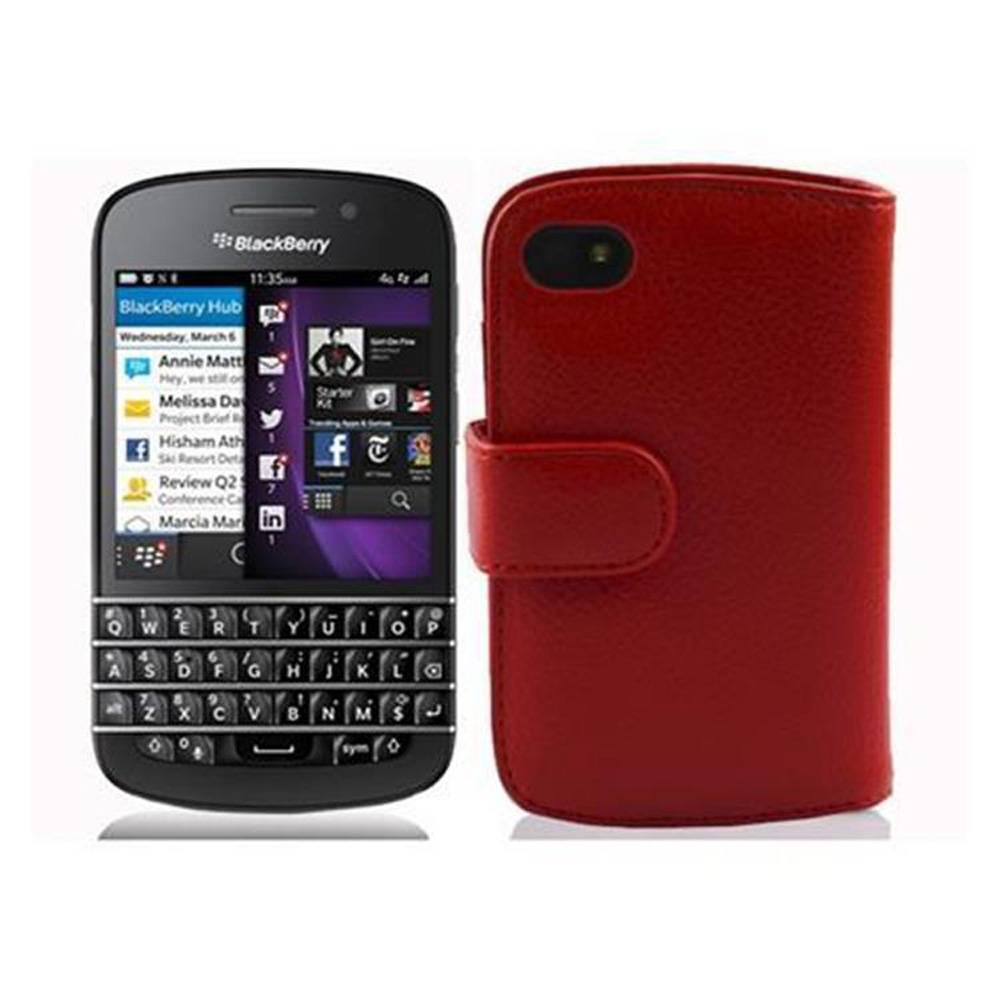 Cadorabo Schutzhülle für Blackberry Q10 Hülle in Rot Handyhülle Etui Case Backcover Kunstleder Tasche