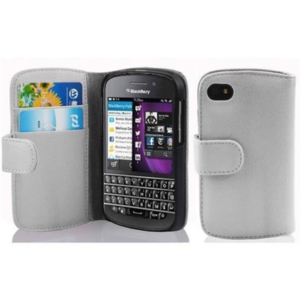 Cadorabo Schutzhülle für Blackberry Q10 Hülle in Weiß Handyhülle Etui Case Backcover Kunstleder Tasche