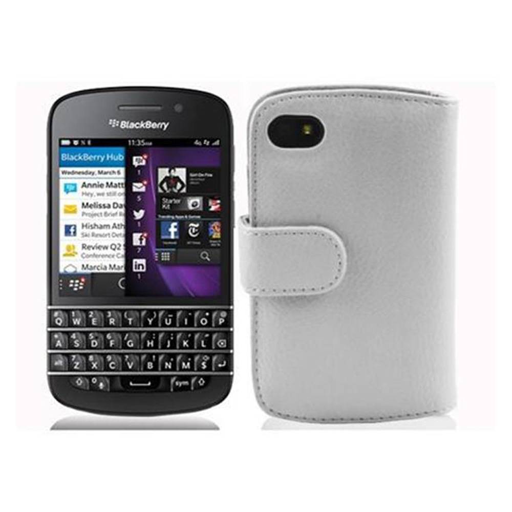 Cadorabo Schutzhülle für Blackberry Q10 Hülle in Weiß Handyhülle Etui Case Backcover Kunstleder Tasche