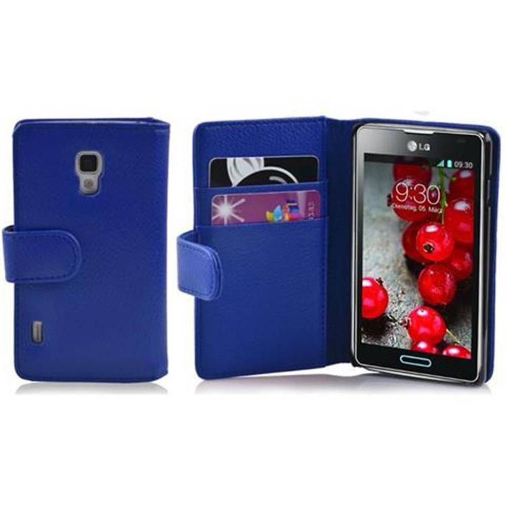 Cadorabo Schutzhülle für LG OPTIMUS L7 II Hülle in Blau Handyhülle Etui Case Backcover Kunstleder Tasche