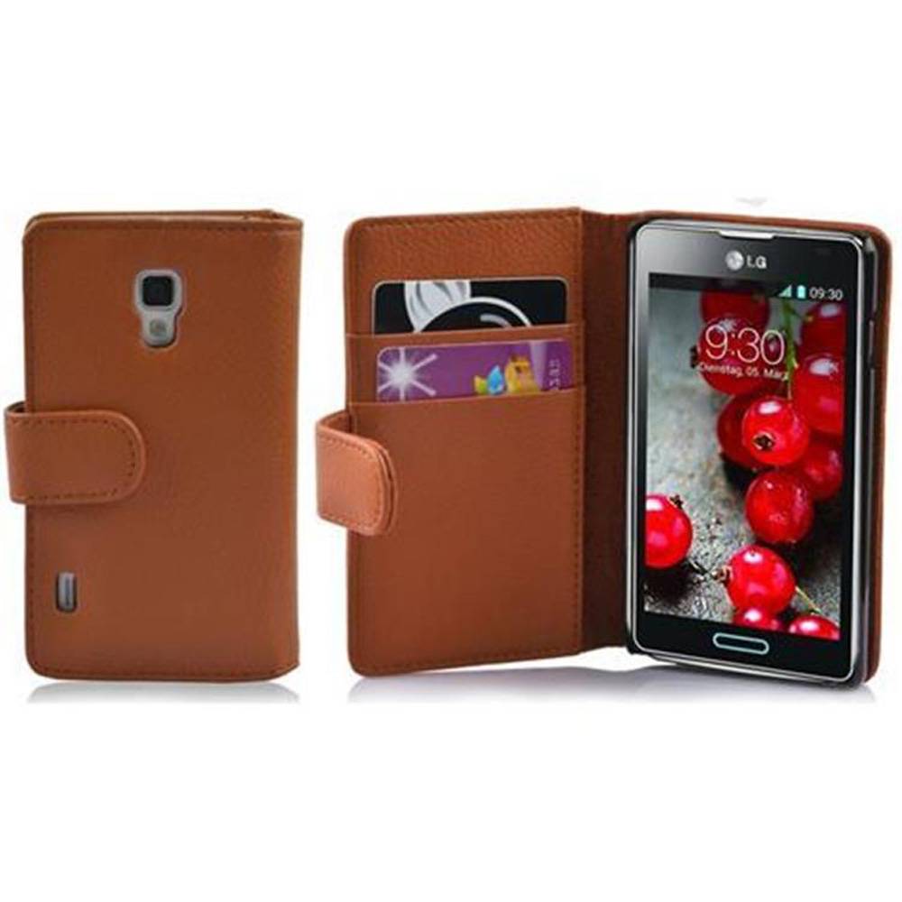 Cadorabo Schutzhülle für LG OPTIMUS L7 II Hülle in Braun Handyhülle Etui Case Backcover Kunstleder Tasche