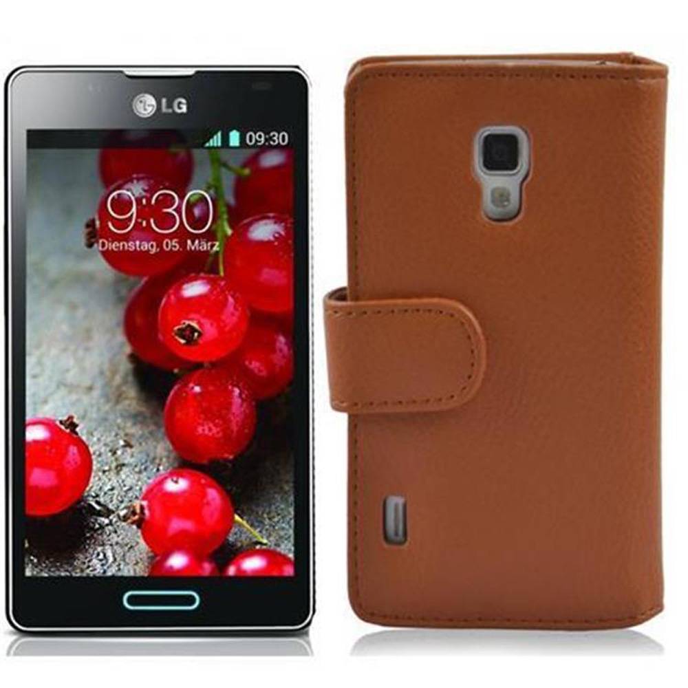 Cadorabo Schutzhülle für LG OPTIMUS L7 II Hülle in Braun Handyhülle Etui Case Backcover Kunstleder Tasche