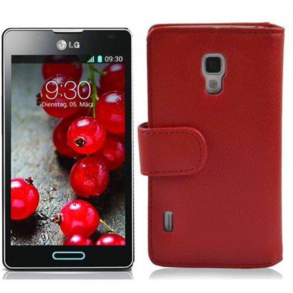 Cadorabo Schutzhülle für LG OPTIMUS L7 II Hülle in Rot Handyhülle Etui Case Backcover Kunstleder Tasche