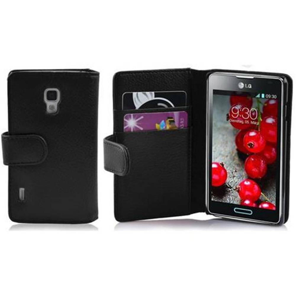 Cadorabo Schutzhülle für LG OPTIMUS L7 II Hülle in Schwarz Handyhülle Etui Case Backcover Kunstleder Tasche