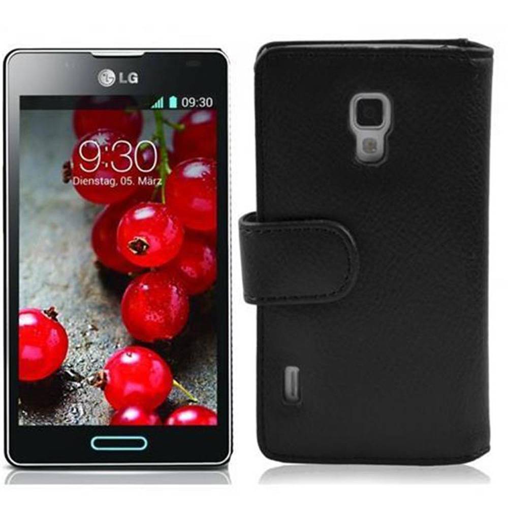 Cadorabo Schutzhülle für LG OPTIMUS L7 II Hülle in Schwarz Handyhülle Etui Case Backcover Kunstleder Tasche