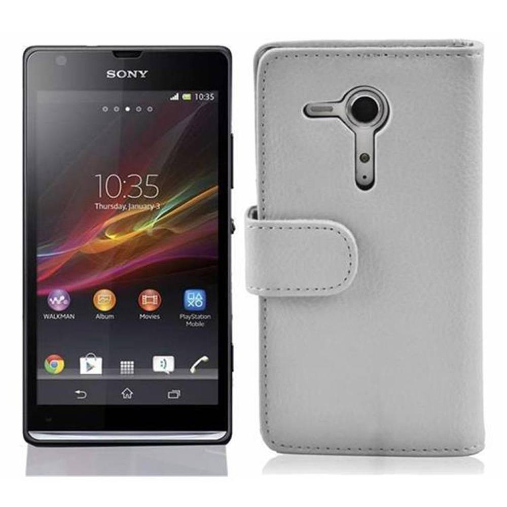 Cadorabo Schutzhülle für Sony Xperia SP Hülle in Weiß Handyhülle Etui Case Backcover Kunstleder Tasche