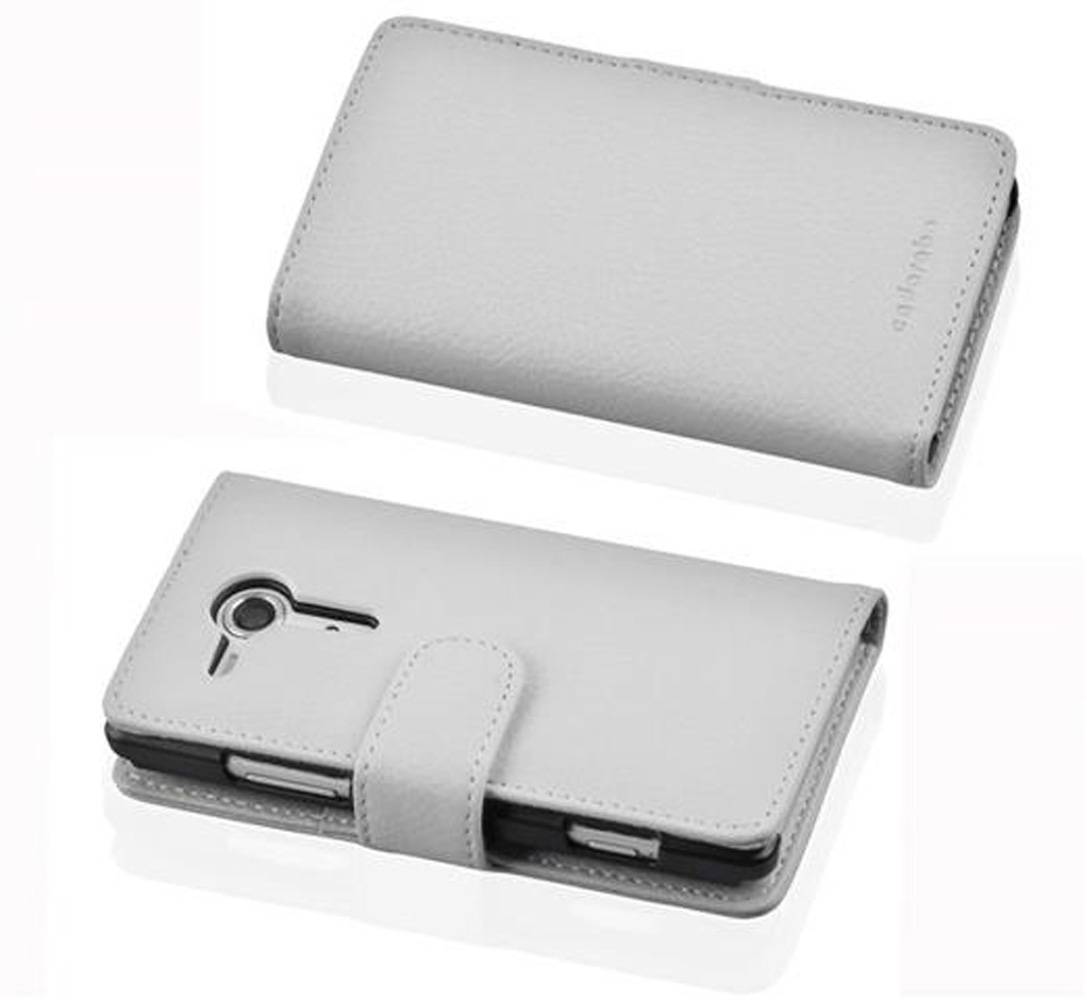 Cadorabo Schutzhülle für Sony Xperia SP Hülle in Weiß Handyhülle Etui Case Backcover Kunstleder Tasche