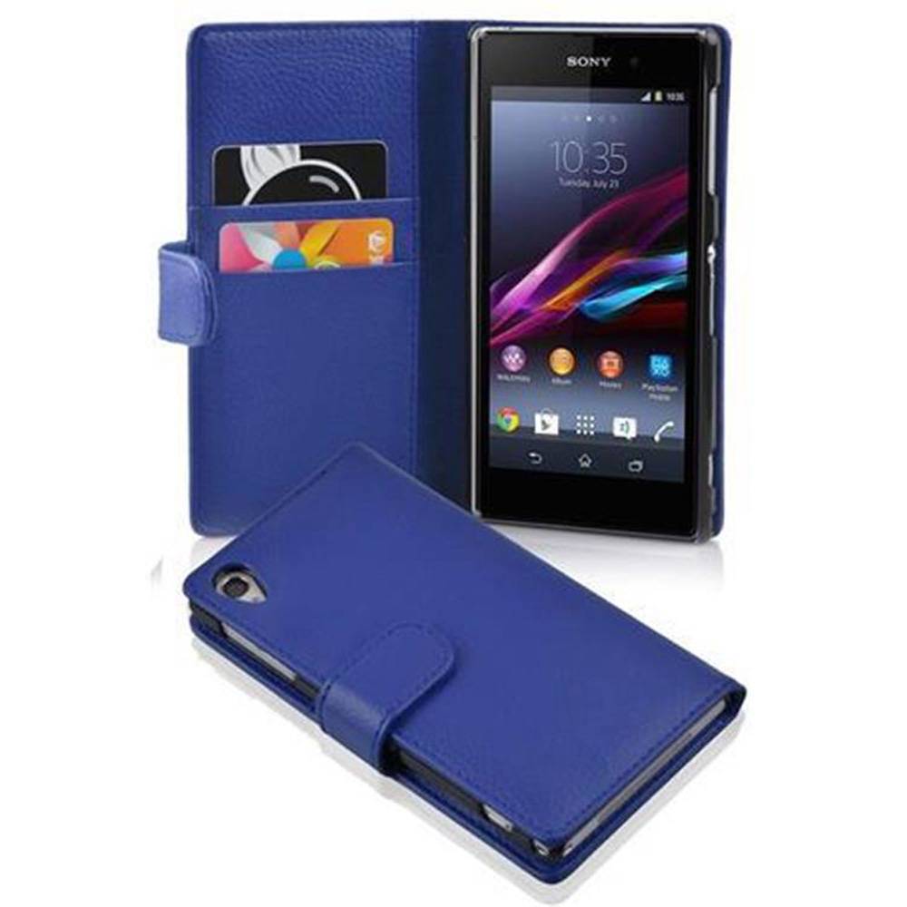 Cadorabo Schutzhülle für Sony Xperia Z1 Hülle in Blau Handyhülle Etui Case Backcover Kunstleder Tasche