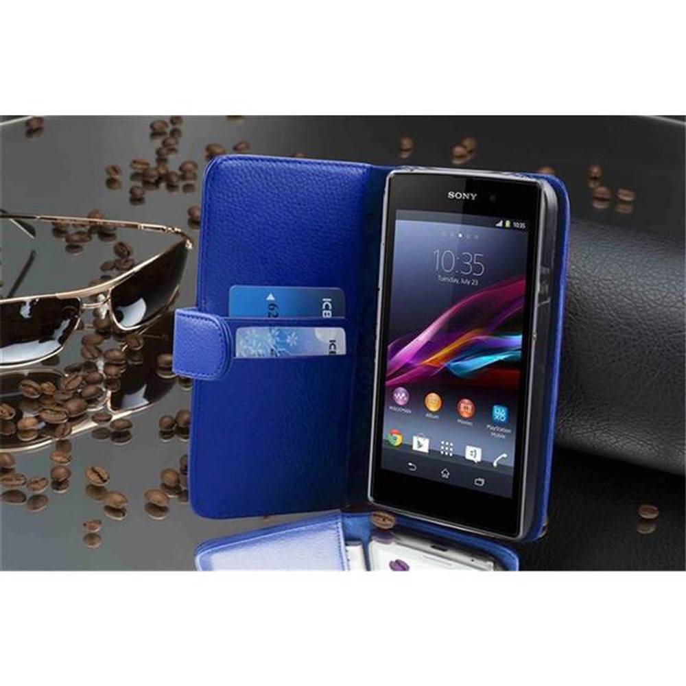 Cadorabo Schutzhülle für Sony Xperia Z1 Hülle in Blau Handyhülle Etui Case Backcover Kunstleder Tasche